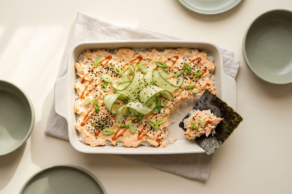 Salmon Sushi Bake